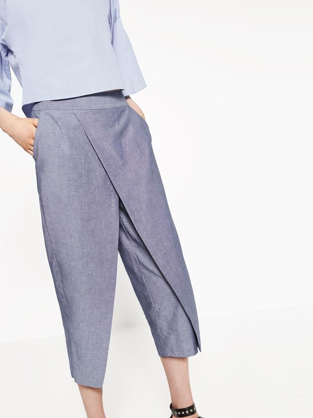 Zara Basics Asymmetrical Side-Wrap Slacks